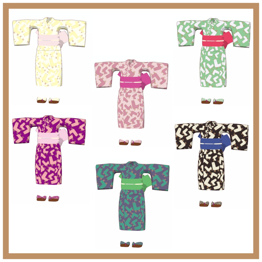 【VRChat衣装】浴衣 アルパカ柄 24種類【まめふれんず対応】