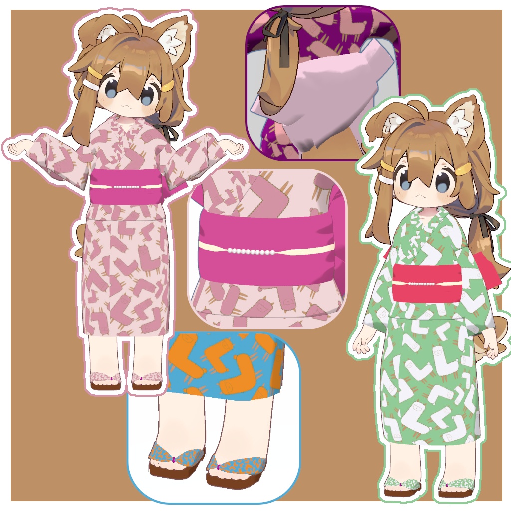【VRChat衣装】浴衣 アルパカ柄 24種類【まめふれんず対応】
