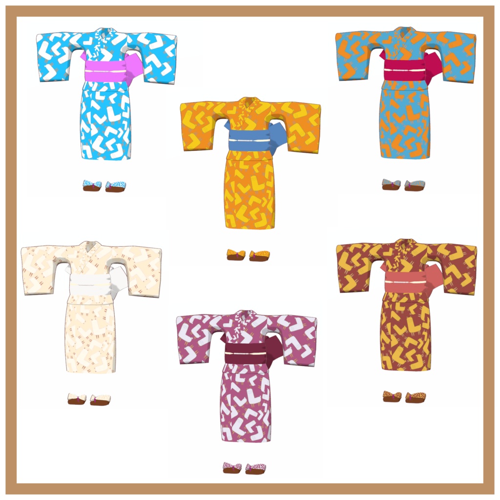 【VRChat衣装】浴衣 アルパカ柄 24種類【まめふれんず対応】