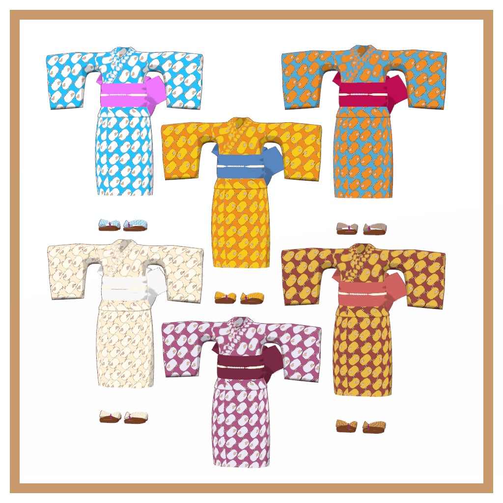 【VRChat衣装】浴衣 ひつじ柄 24種類【まめふれんず対応】