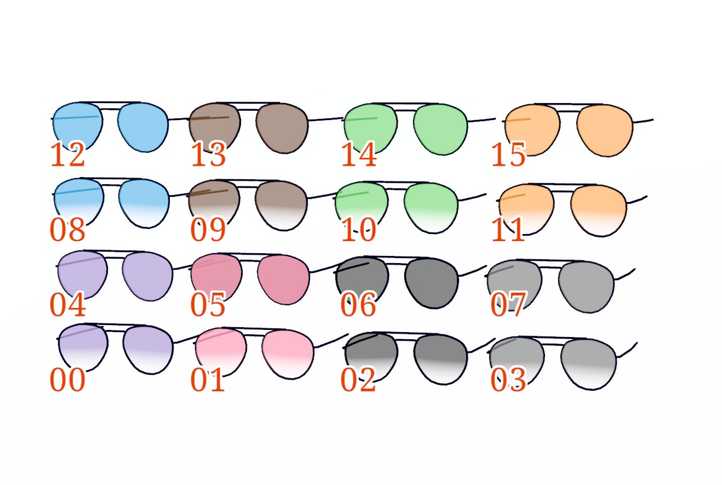 【VRChat用】サングラス 5種類 16色