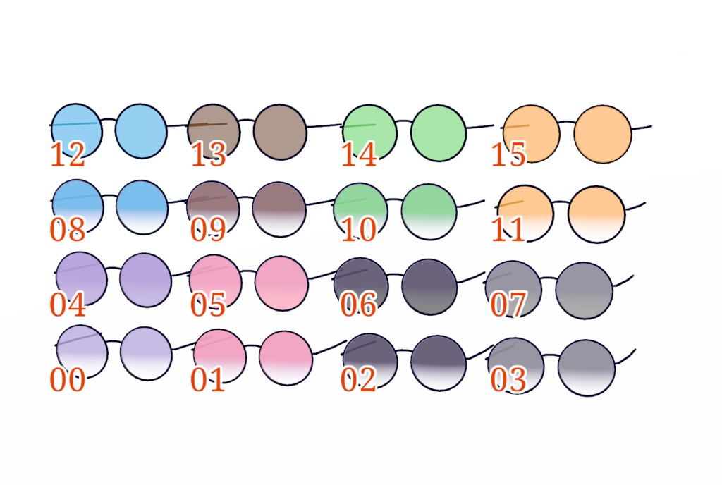 【VRChat用】サングラス 5種類 16色