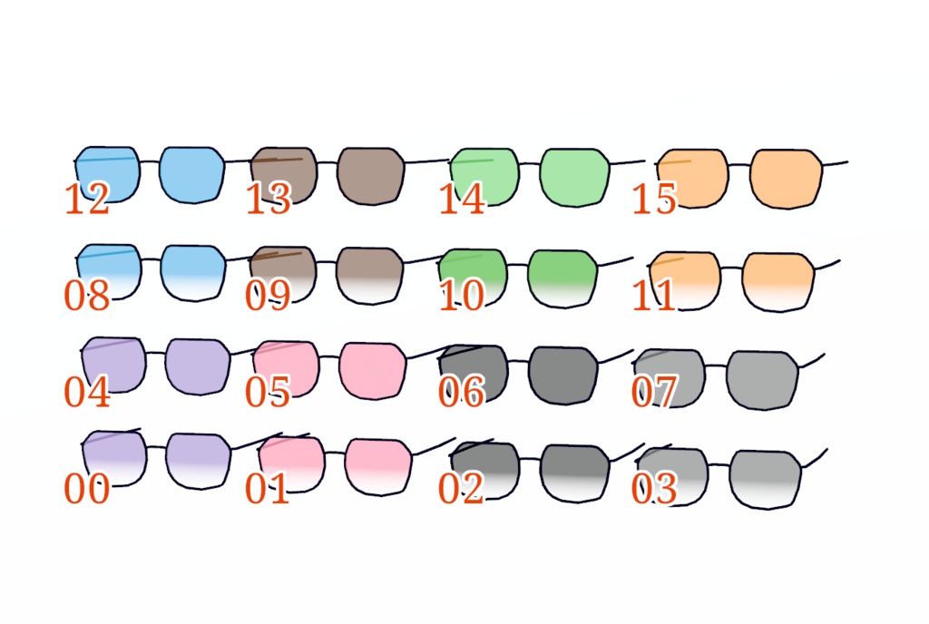 【VRChat用】サングラス 5種類 16色