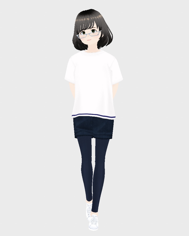 【期間限定無料】【休日】Tシャツ×デニムスカート×スパッツ×スニーカー［VroidStudio正式版］