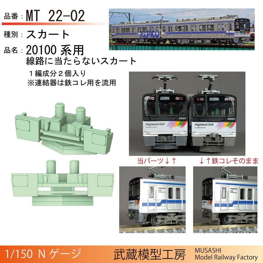 MT22-01　線路に当たらない！松電20100系用スカート