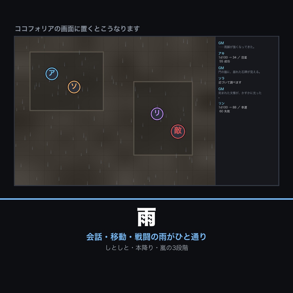 【無料あり】雨の動くAPNG素材 3種【しとしと/本降り/嵐|ココフォリア・OBS・配信/透過/完全ループ】