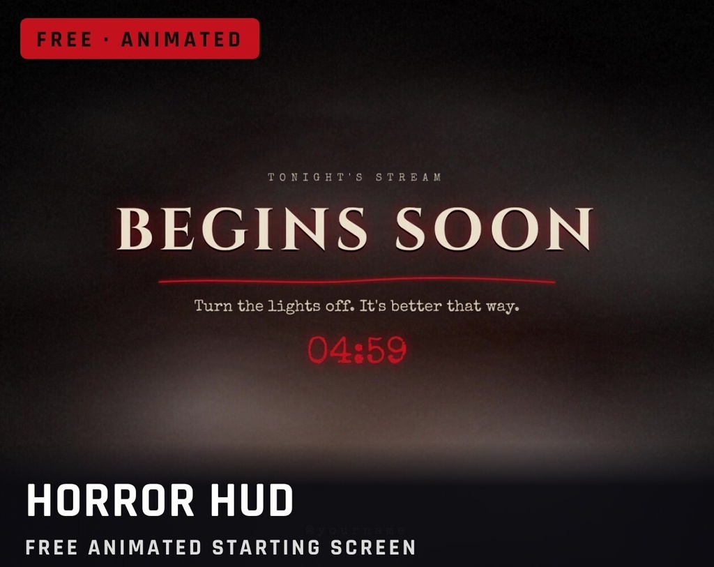 【無料・動く】OBS用ホラー配信HUD 待機画面|ホラゲ・怪談向け Starting Soon(アニメーションHTML)