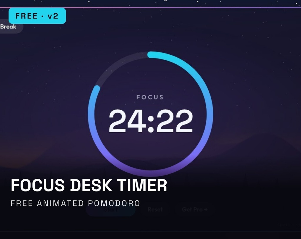 【無料・動くポモドーロタイマー】Focus Desk Timer｜作業・勉強用（HTML）