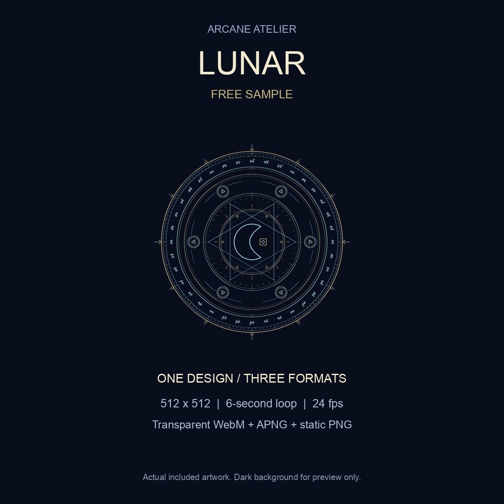 【無料】月の魔法陣 LUNAR｜動く透過素材・6秒ループ【WebM/APNG・商用利用可】