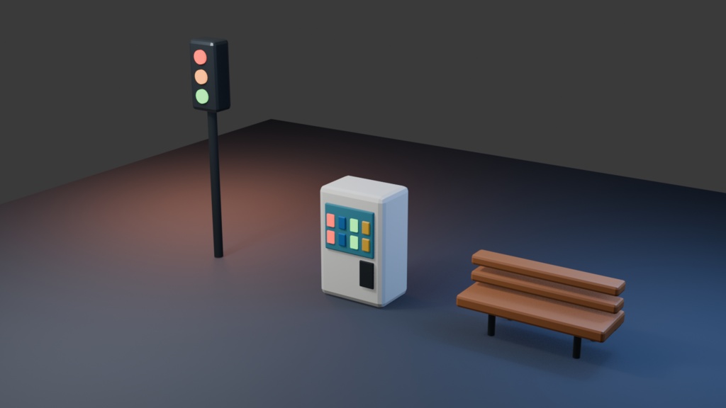 【無料】Blender街づくりサンプラー｜信号機・自販機・ベンチ