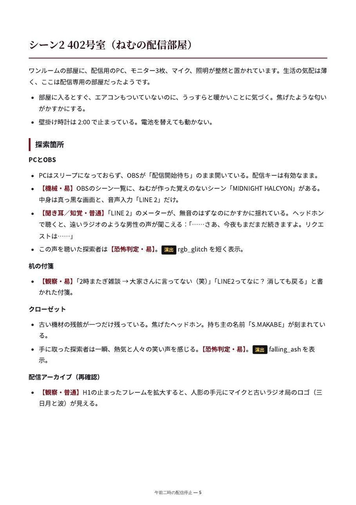 午前二時の配信停止 ― 演出素材つき 現代ホラーTRPGシナリオ(システム汎用)