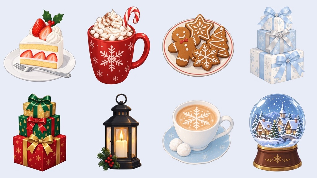 【無料あり・動く配信背景】冬のクリスマス部屋 2部屋×昼夜|雪の降る窓・暖炉・電飾【1080pループ動画・4K静止画・小物8点・VTuber/ココフォリア】
