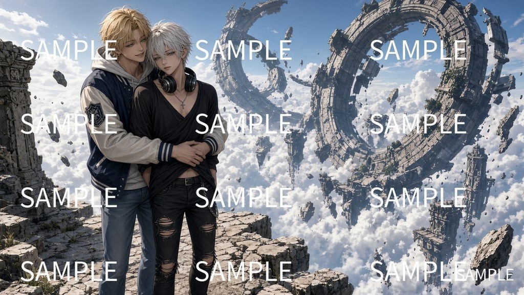 【高解像度壁紙】幻想風景 × ジェイ&エリアス Vol.1|スマホ3枚+PC 4K 3枚(AI生成)