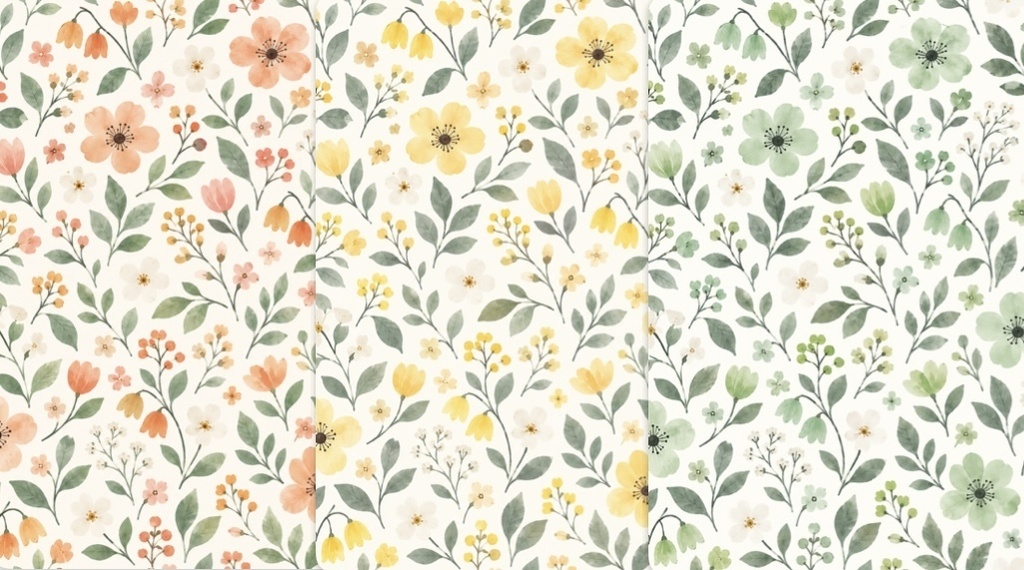 WATERCOLOR FLOWER | カラフルな水彩画・優しい花のデジタルペーパー 15色