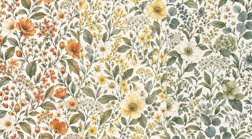 Botanical Color Garden|水彩花柄デジタルペーパー 15色セット