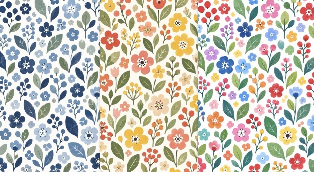 SCANDINAVIAN FLOWER | 北欧の花と小さな街のデジタルペーパー 3色5パターン