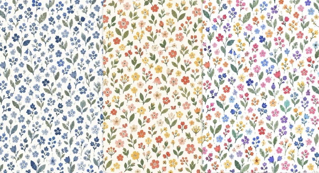 SCANDINAVIAN FLOWER | 北欧の花と小さな街のデジタルペーパー 3色5パターン