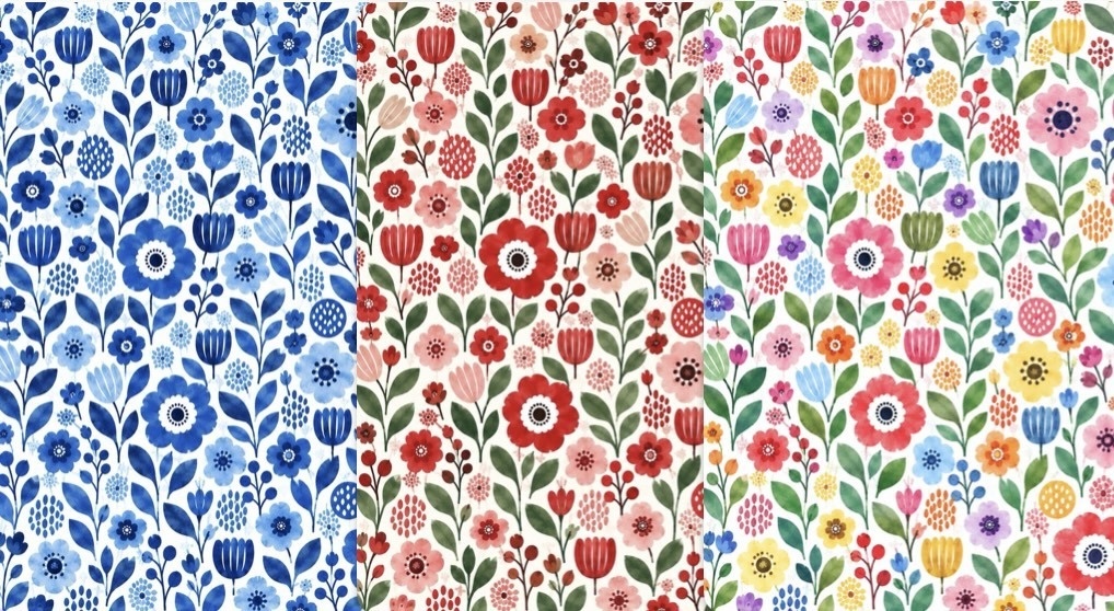 SCANDINAVIAN FLOWER | 北欧の花と小さな街のデジタルペーパー 3色5パターン