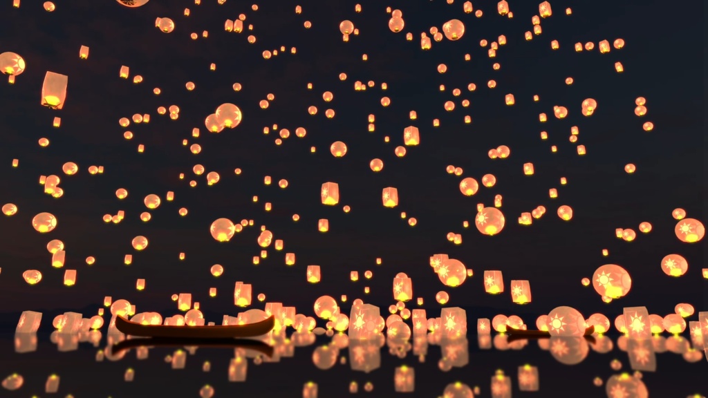 舞い上がるランタン映像