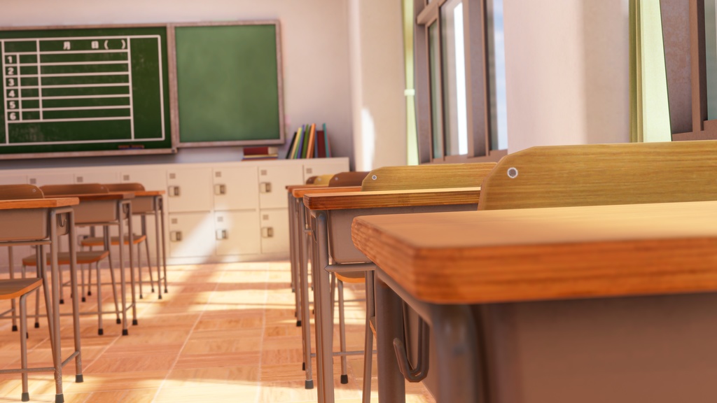 【VRChatワールド想定】Simple JP Classroom【3Dモデル】