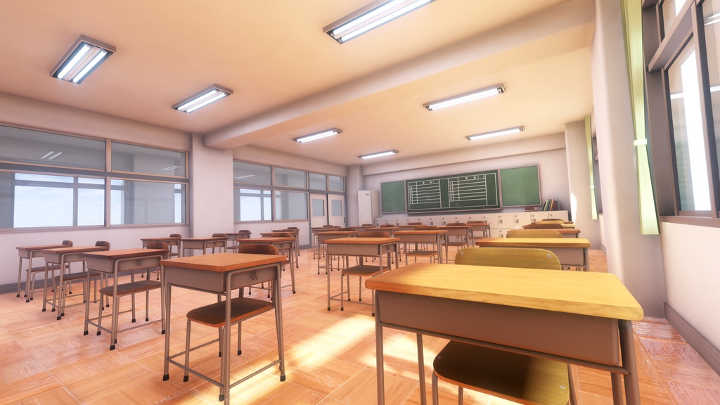 【VRChatワールド想定】Simple JP Classroom【3Dモデル】