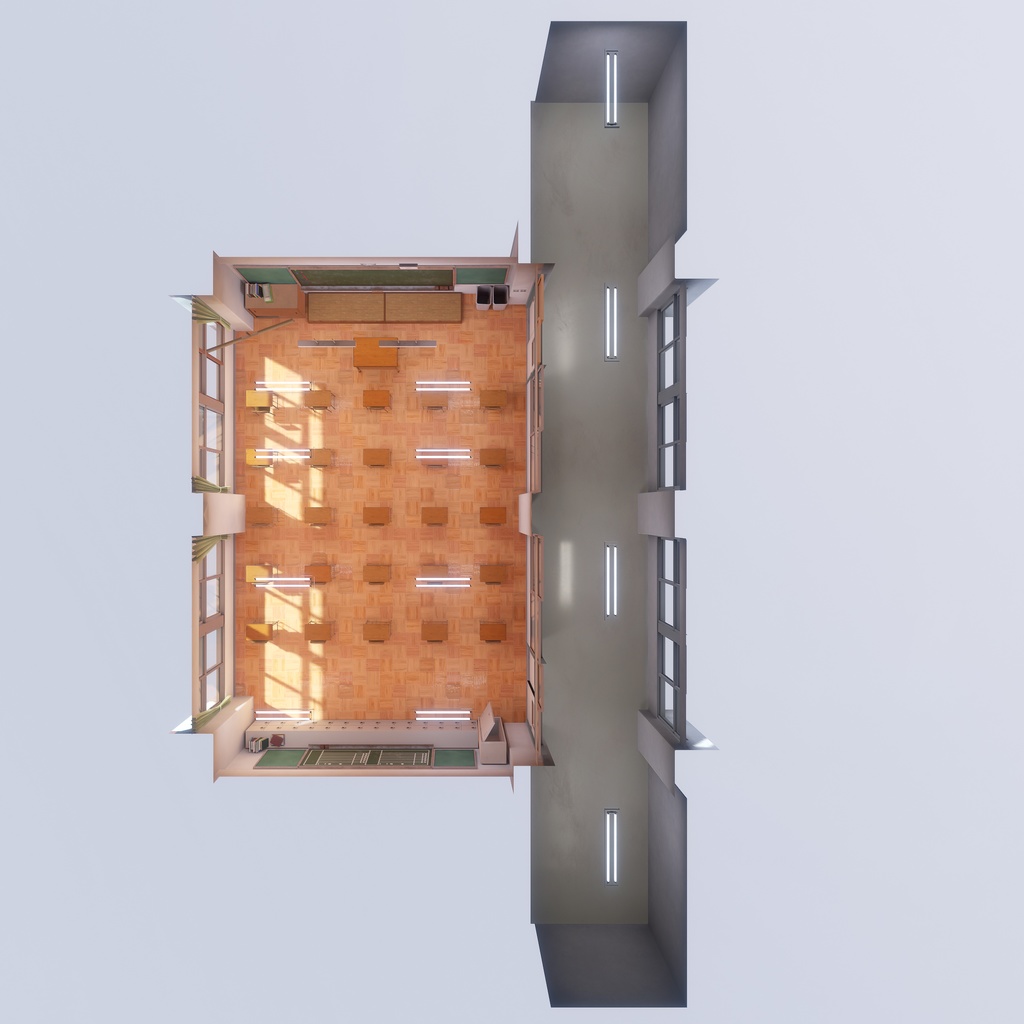 【VRChatワールド想定】Simple JP Classroom【3Dモデル】