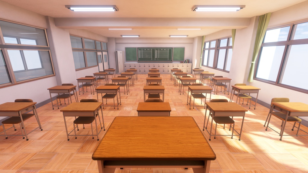 【VRChatワールド想定】Simple JP Classroom【3Dモデル】
