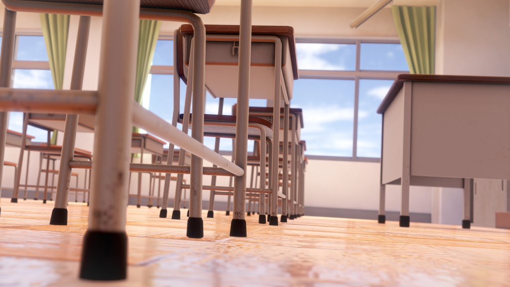 【VRChatワールド想定】Simple JP Classroom【3Dモデル】