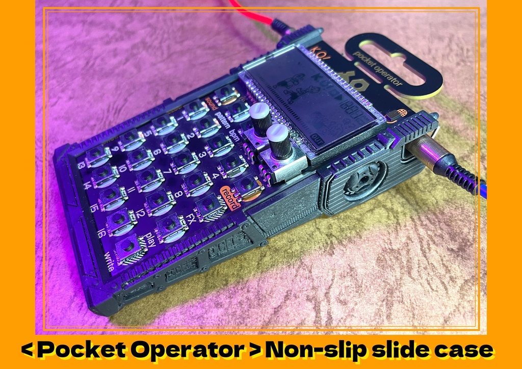 Teenage Engineering Pocket Operator用 3Dプリントケース 滑り止め機能付きのスライドケース