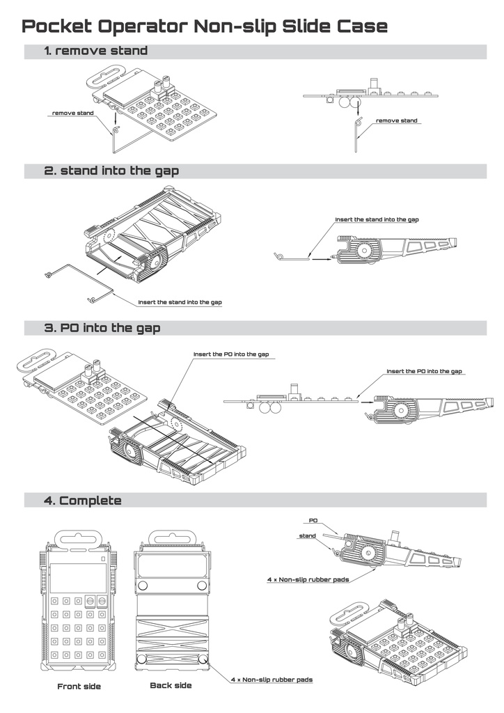 Teenage Engineering Pocket Operator用 3Dプリントケース 滑り止め機能付きのスライドケース