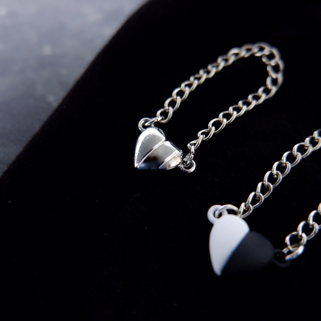 【ぬい用アクセサリー】🤍🖤ハートネックレス🤍🖤