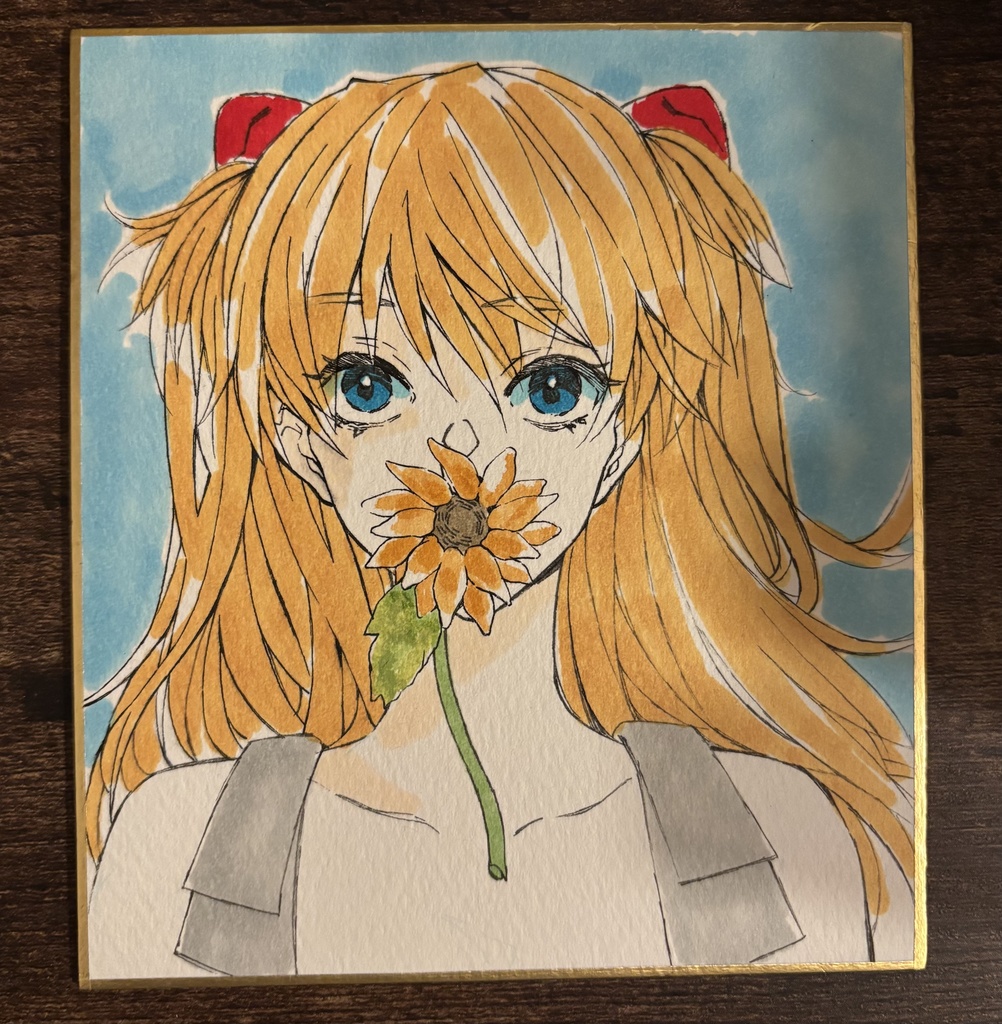 直筆ミニ色紙　アスカ花