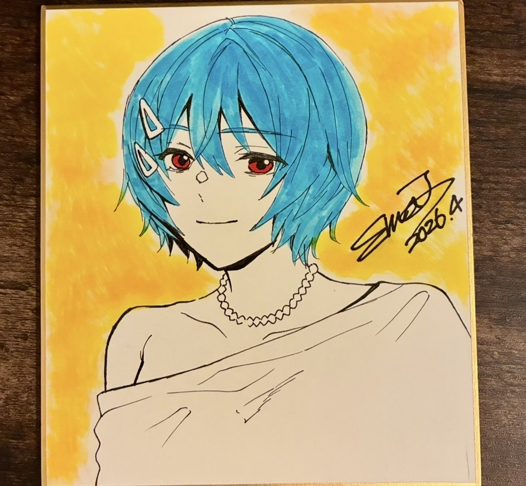 直筆色紙/彩塗り/綾波レイ◆小サイズ