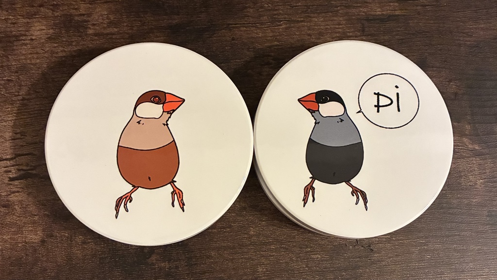 文鳥タイル陶器コースター２種類セット売り