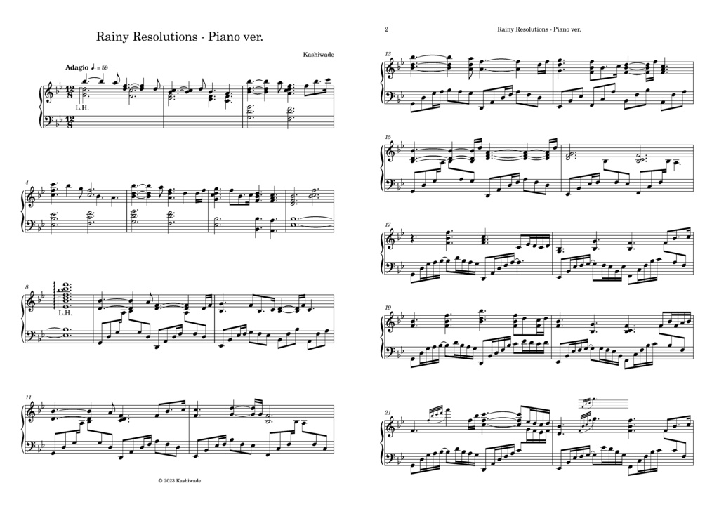 Rainy Resolutions Piano Score