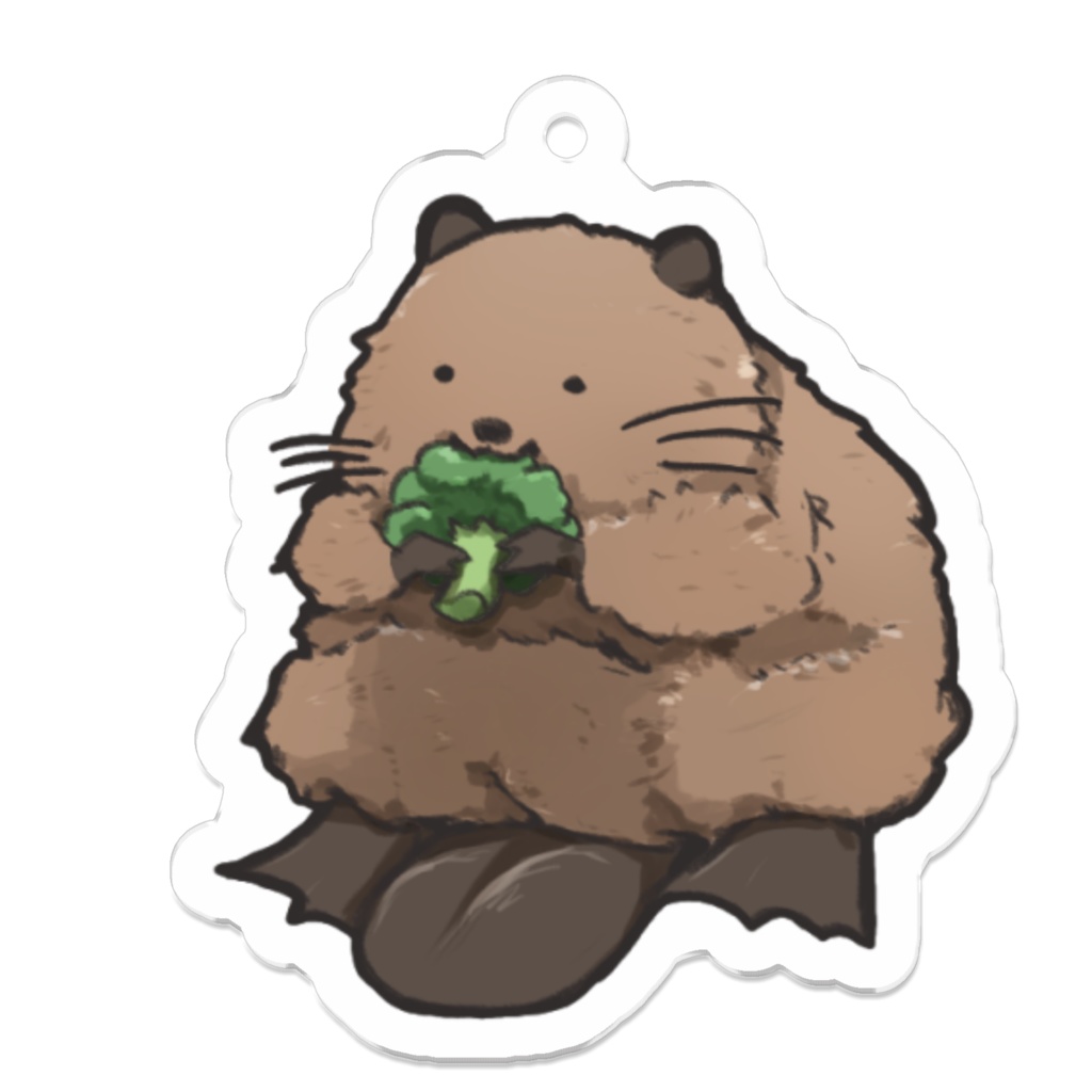 ブロッコリー食べるビーバーさん