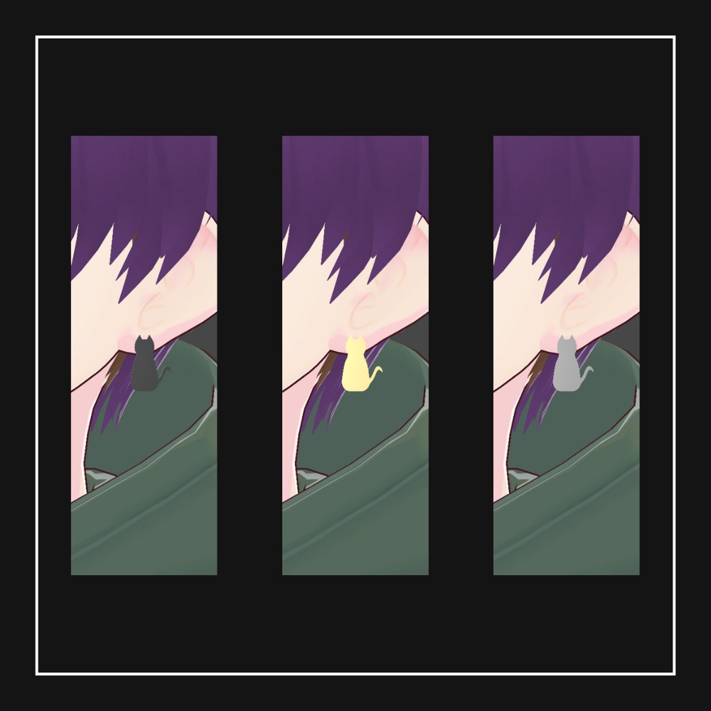 【VRChat想定】ねこピアス(3種セット)