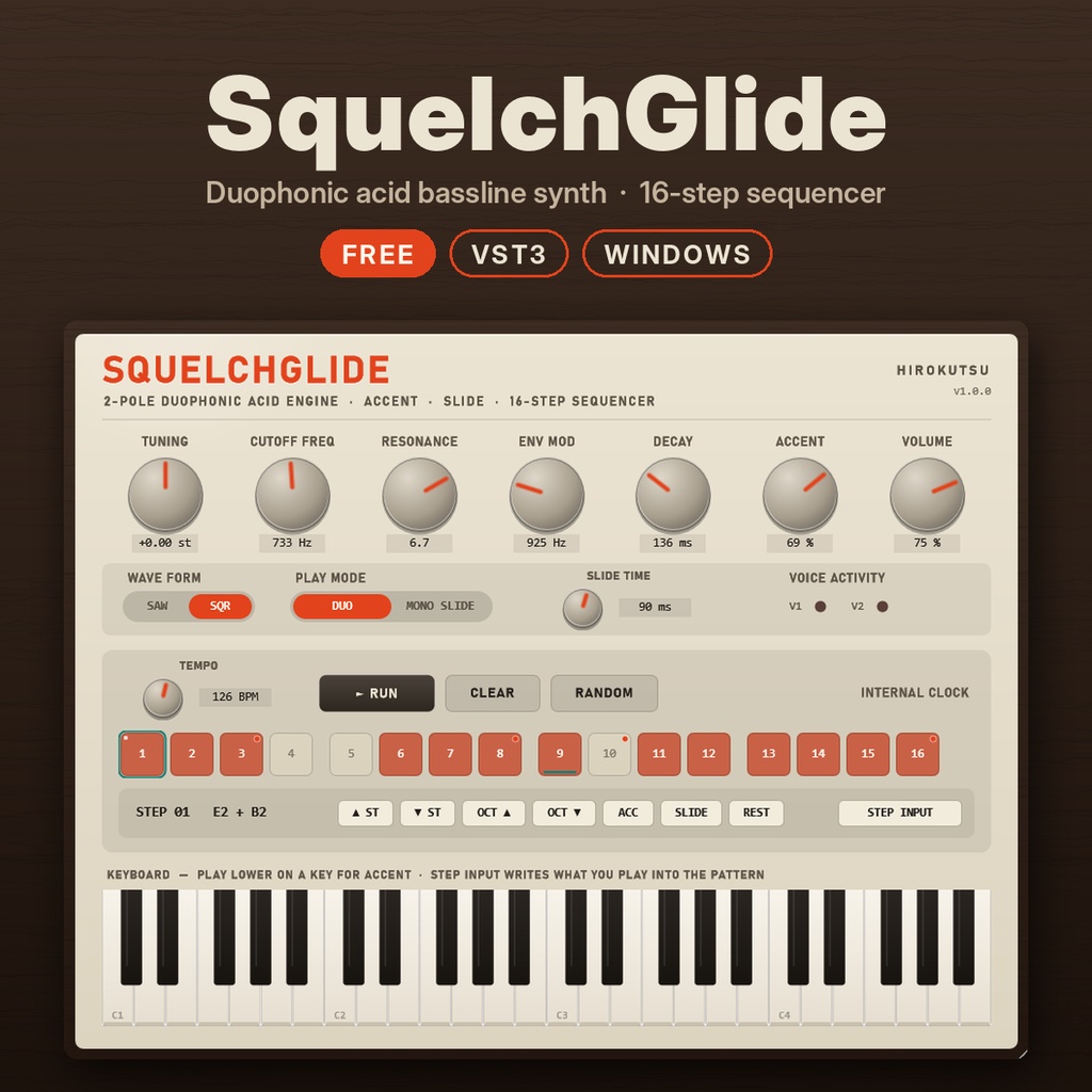 SquelchGlide ― デュオフォニック・アシッドベース VST3（Windows／無料）