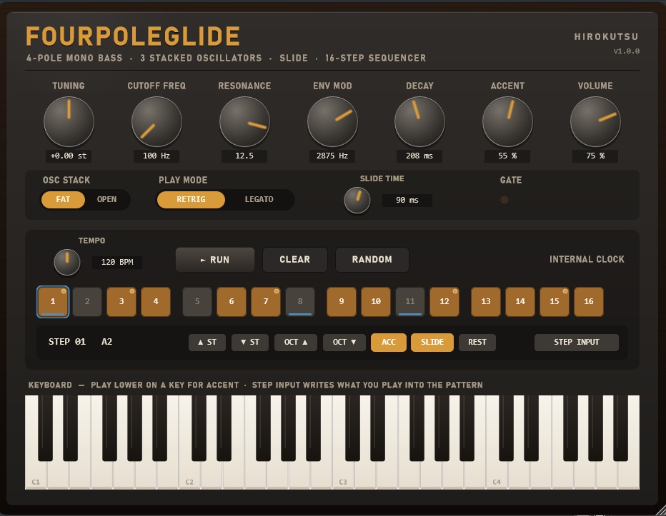 FourpoleGlide ― 4ポール・モノフォニック・ベース VST3(Windows/無料)