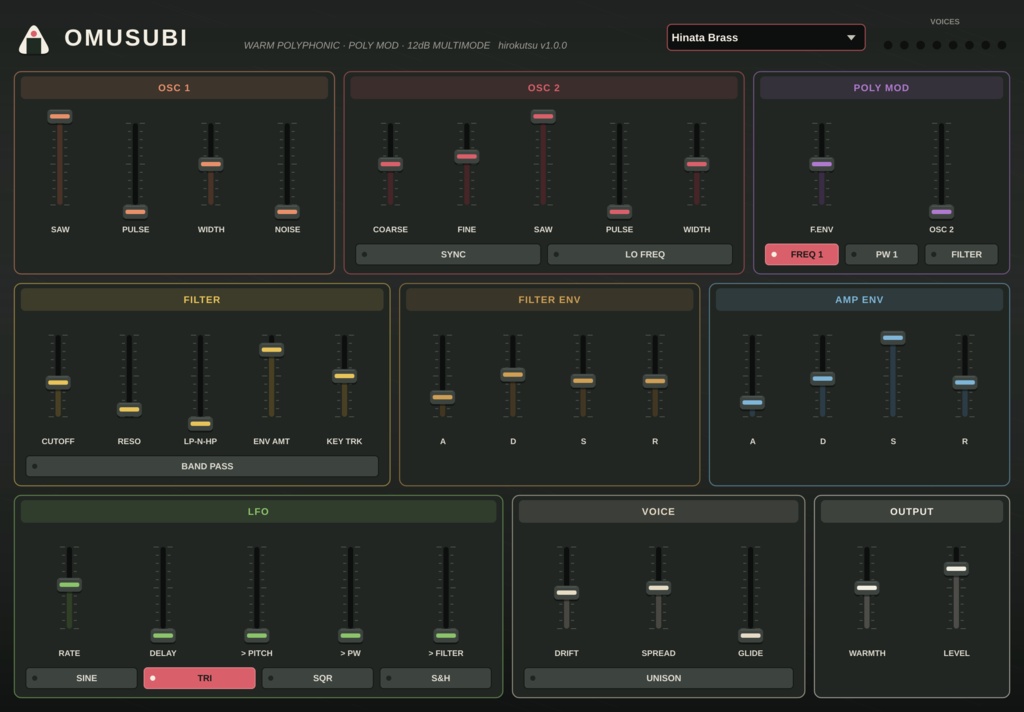 OMusubi(おむすび)|温かい音の8音ポリシンセ VST3【無料】