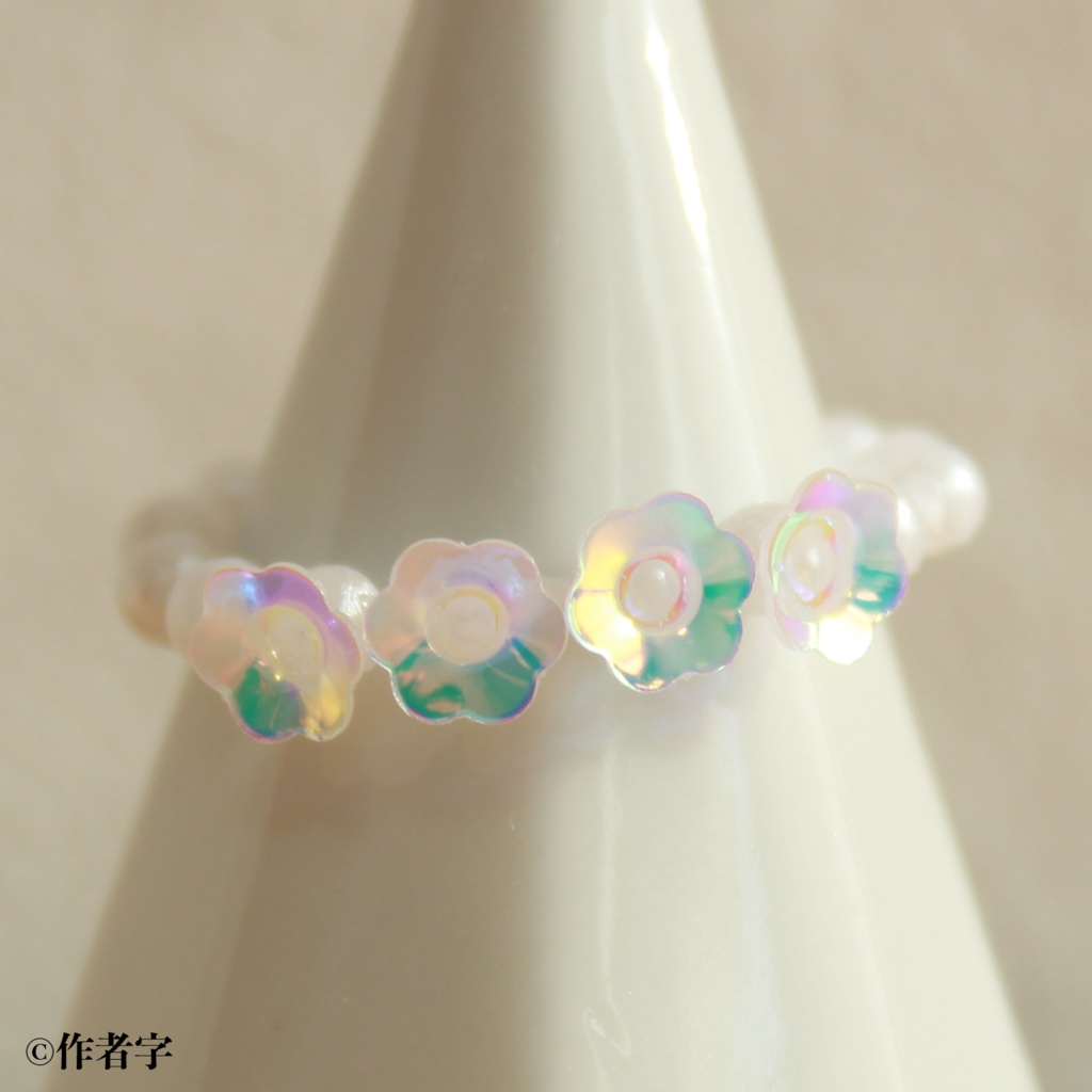 【指輪】オーロラ小花のパールリング