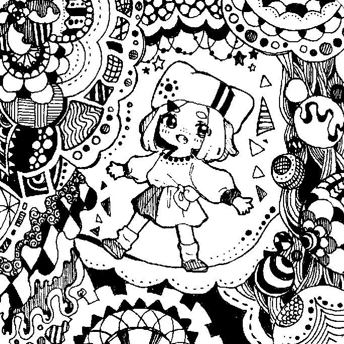 まる角原画(ペン画)