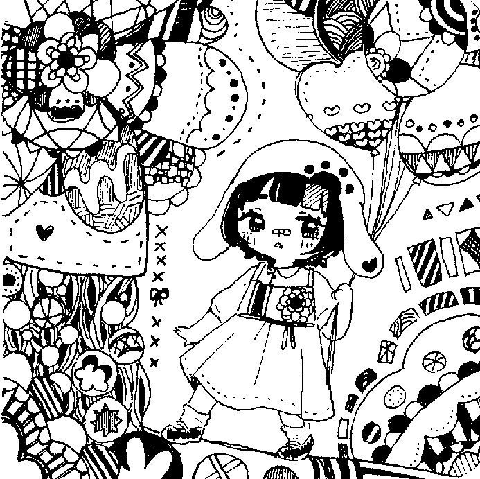 まる角原画(ペン画)