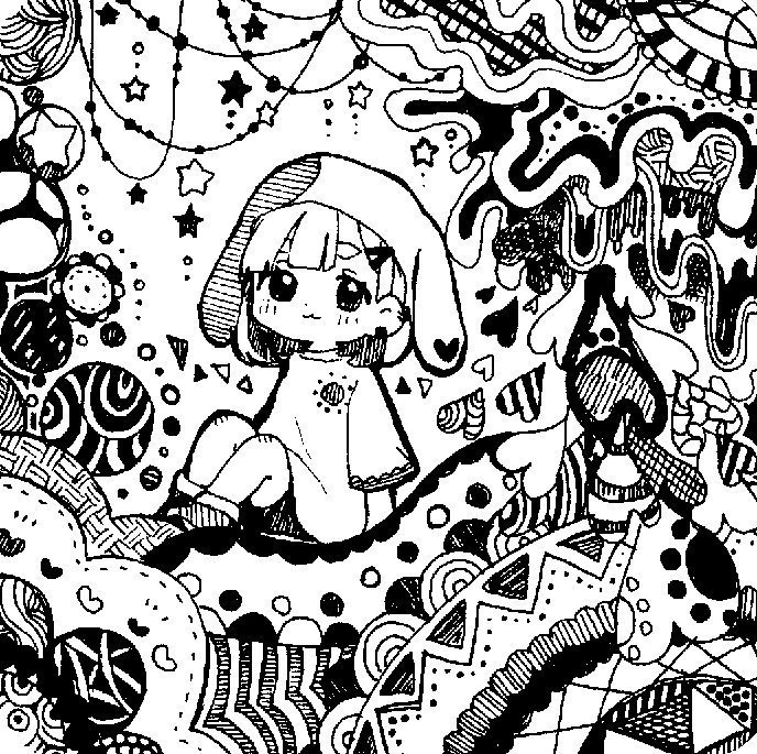 まる角原画(ペン画)