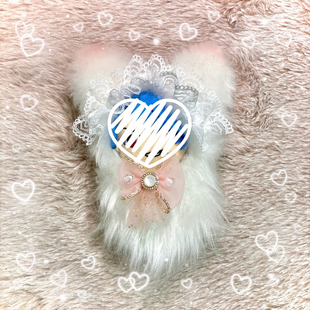 ぬい服 10cm   ふわふわネコ  ホワイト  長毛