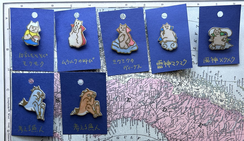 【幻水2・4】なんちゃってピンバッチ5-むささび魚人名画シリーズ-