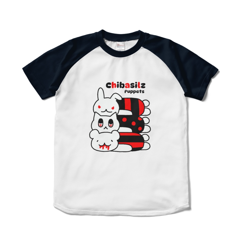 Chibasilz Raglan T-shirt / Puppets Icon / white × navy