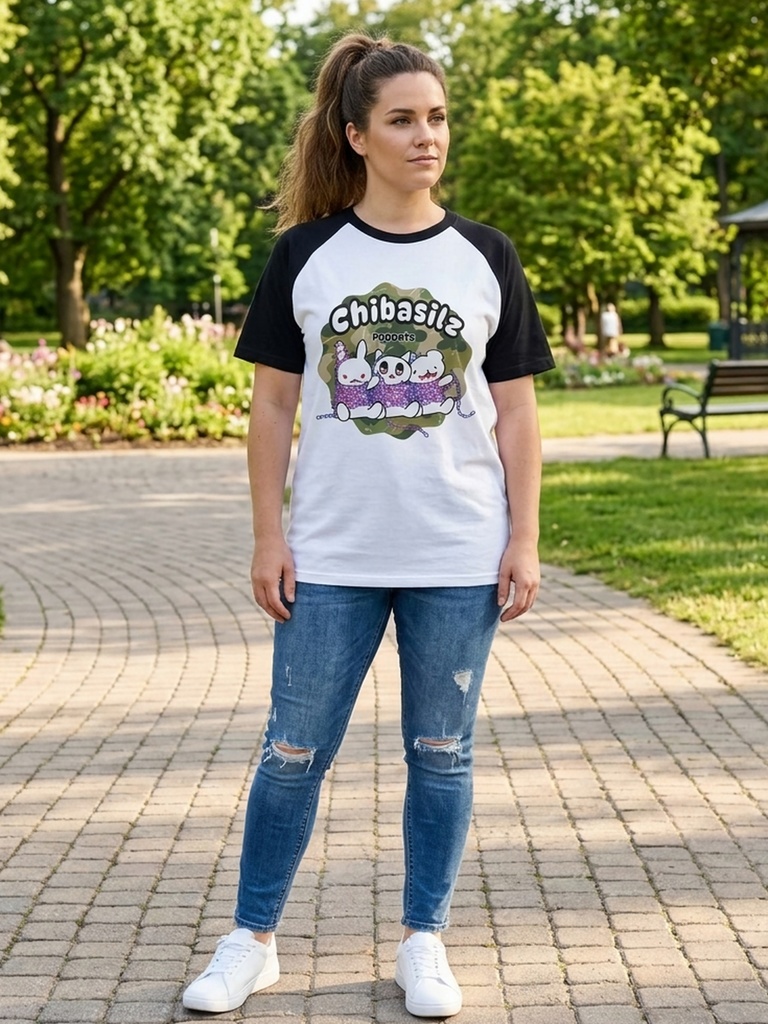 Chibasilz Raglan T-shirt / Puppets Camo / white × black