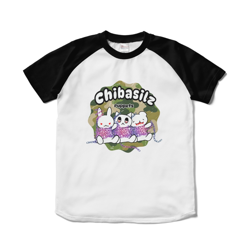 Chibasilz Raglan T-shirt / Puppets Camo / white × black