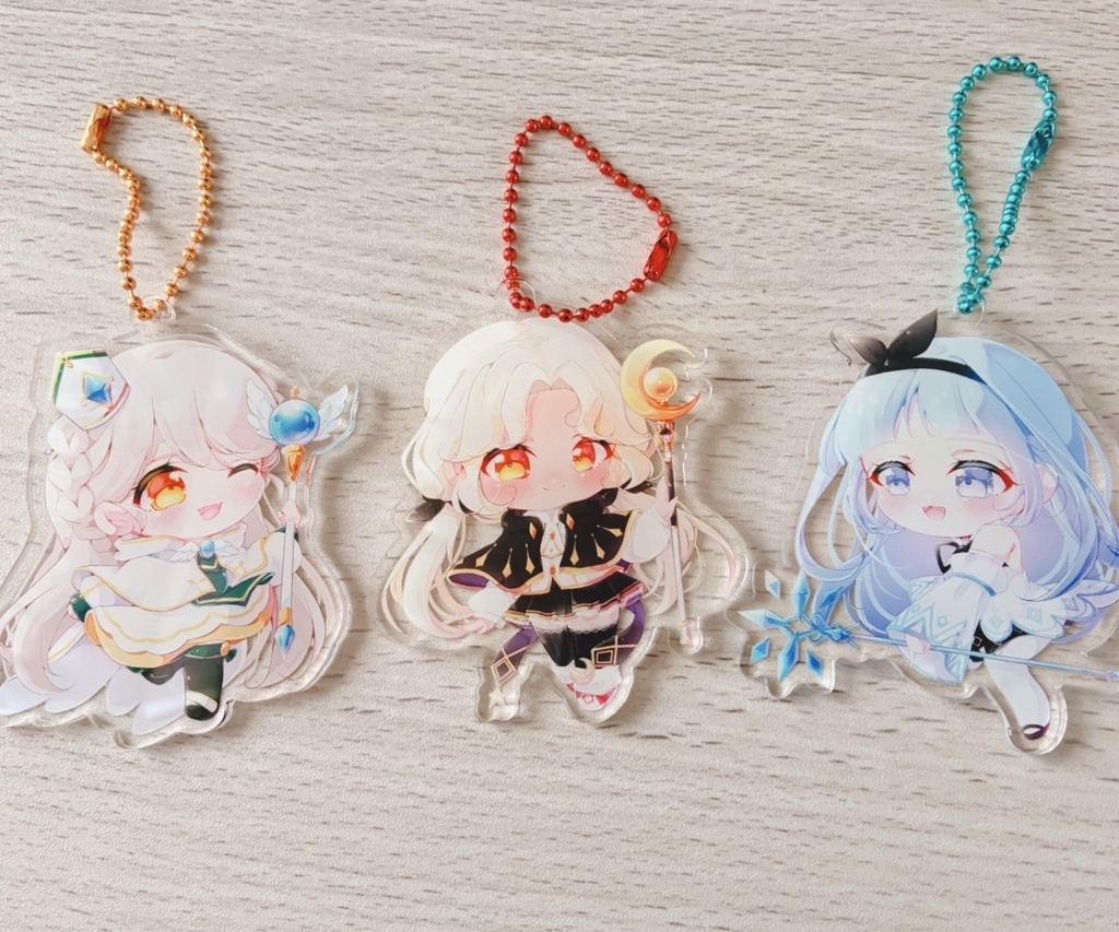 アクリルキーホルダー　魔職子3人